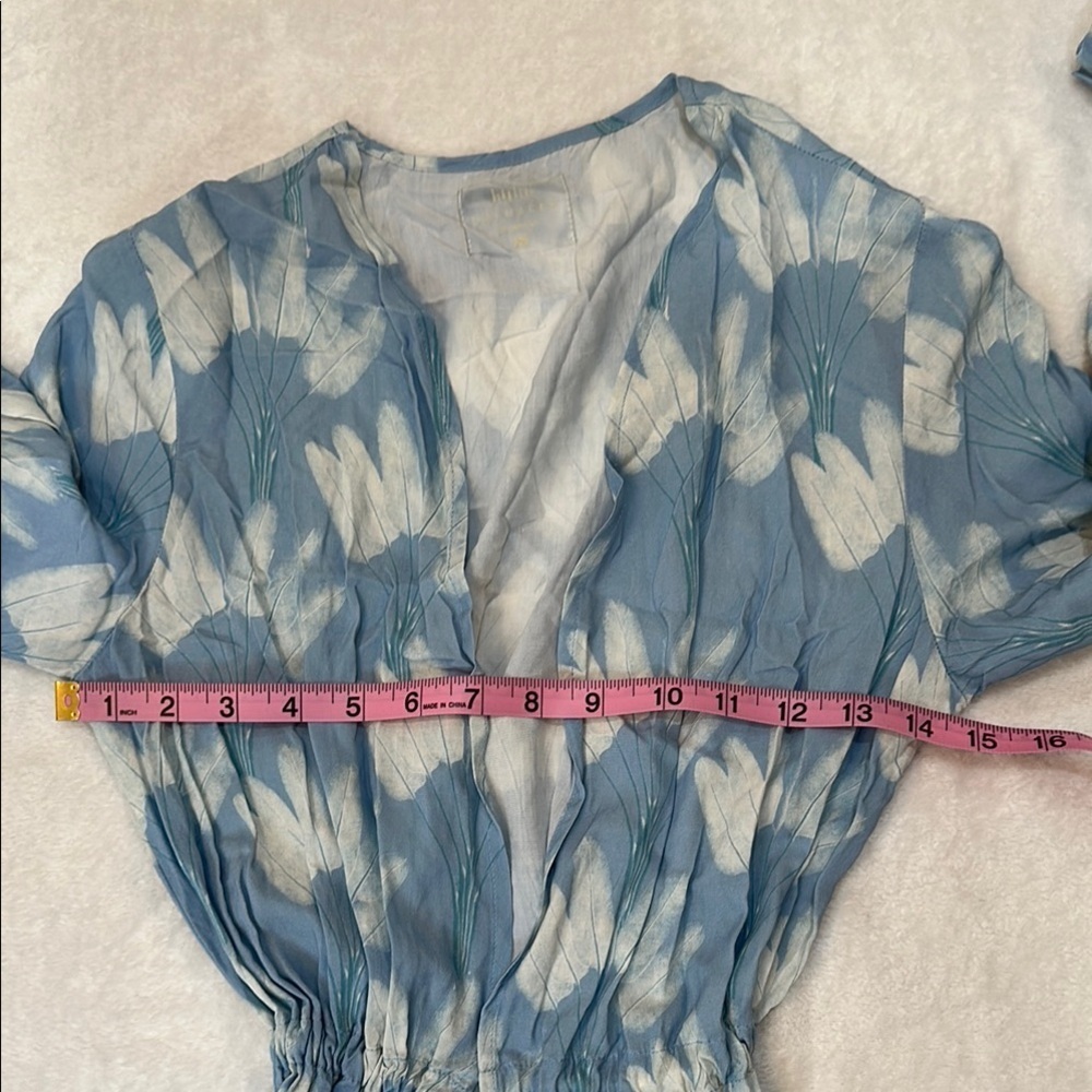 Palmacea Blue and White Floral Swimwear Resort Coverup with Flowing Design - Picture 15 of 15